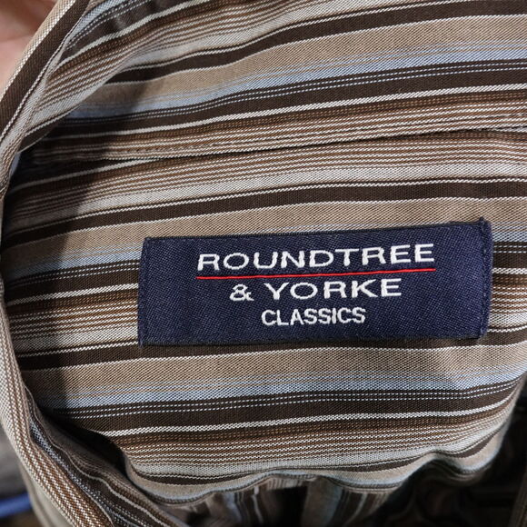 ROUNDTREE & YORKE CLASSICS LONG SLEEVE STRIPED BUTTON DOWN SHIRT MENS SZ L - Picture 6 of 7
